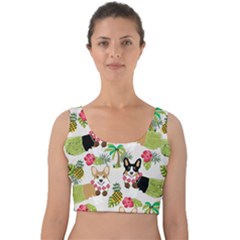 Corgis Pattern Velvet Crop Top by Sudhe