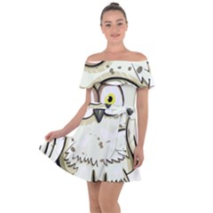 Owl Bird Eyes Cartoon Good Off Shoulder Velour Dress by Sudhe