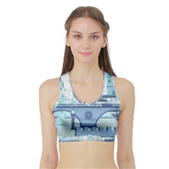 Blue City Building Fantasy Sports Bra With Border by Sudhe