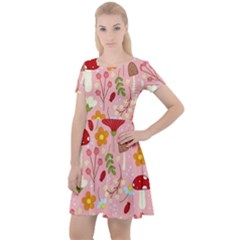 Floral Surface Pattern Design Cap Sleeve Velour Dress  by Sudhe