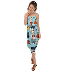 Surface Pattern Design Waist Tie Cover Up Chiffon Dress by Sudhe