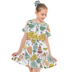 Surface Pattern  Vintage Christmas Ornaments Kids  Short Sleeve Shirt Dress by Sudhe
