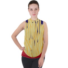 French Fries Potato Snacks Food Mock Neck Chiffon Sleeveless Top by Simbadda