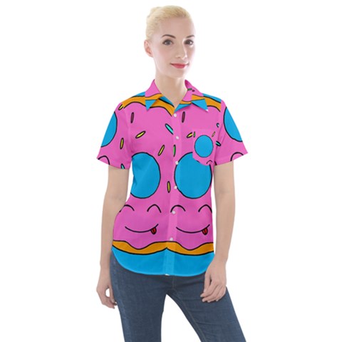 Donut Doughnut Dessert Clip Art Women s Short Sleeve Pocket Shirt by Simbadda