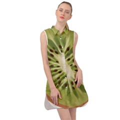 Kiwi Fruit Fresh Green Tasty Food Sleeveless Shirt Dress by Simbadda