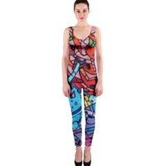 Graffiti Wall Mural Painting Arts One Piece Catsuit by Simbadda