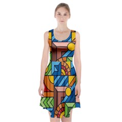 Colorful Geometric Mosaic Background Racerback Midi Dress by Vaneshart