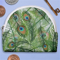 Peacock Feathers Pattern Horseshoe Style Canvas Pouch by Vaneshart