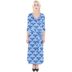 Blue Dragonfly  Quarter Sleeve Wrap Maxi Dress by VeataAtticus