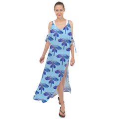 Blue Dragonfly  Maxi Chiffon Cover Up Dress by VeataAtticus