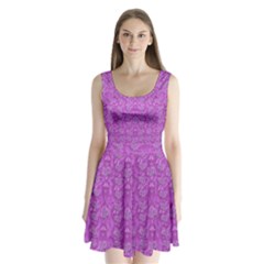 Roses And Roses A Soft  Purple Flower Bed Ornate Split Back Mini Dress  by pepitasart