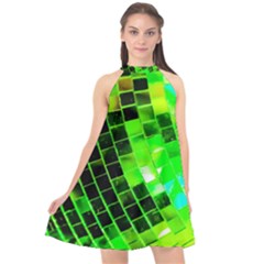 Green Disco Ball Halter Neckline Chiffon Dress  by essentialimage