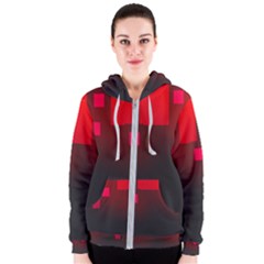 Light Neon City Buildings Sky Red Women s Zipper Hoodie by HermanTelo