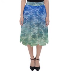 Water Blue Transparent Crystal Classic Midi Skirt by HermanTelo