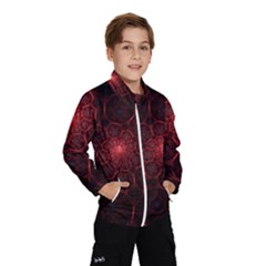 Fractal Spiral Depth Light Red Swirling Lines Kids  Windbreaker by Vaneshart