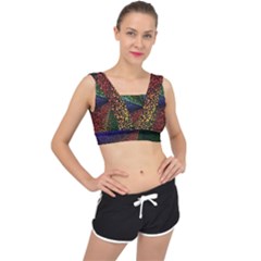 Abstract Colorful Pieces Mosaics V-back Sports Bra by Vaneshart