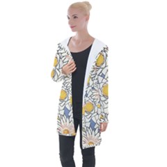 Flowers Pattern Lotus Lily Longline Hooded Cardigan by HermanTelo