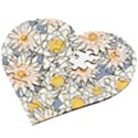 Flowers Pattern Lotus Lily Wooden Puzzle Heart View2