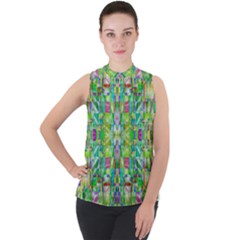 Abstract-a-3 Mock Neck Chiffon Sleeveless Top by ArtworkByPatrick