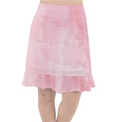 Pink Blurry Pastel Watercolour Ombre Fishtail Chiffon Skirt by Lullaby