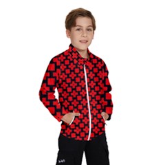 Pattern Red Black Texture Cross Kids  Windbreaker by Simbadda