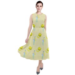 Lemonade Polkadots Round Neck Boho Dress by bloomingvinedesign