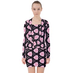 Backgrounds Texture V-neck Bodycon Long Sleeve Dress by Simbadda