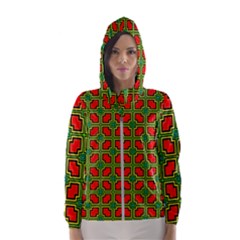 Pattern Modern Texture Seamless Red Yellow Green Women s Hooded Windbreaker by Simbadda