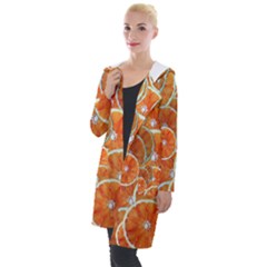 Oranges Background Texture Pattern Hooded Pocket Cardigan by Simbadda