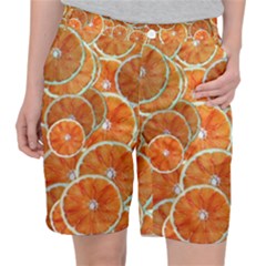 Oranges Background Texture Pattern Pocket Shorts by Simbadda