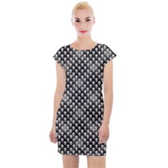 Sketchy Skulls Pattern Cap Sleeve Bodycon Dress by bloomingvinedesign