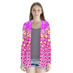 Digital Arts Fractals Futuristic Pink Drape Collar Cardigan by Wegoenart