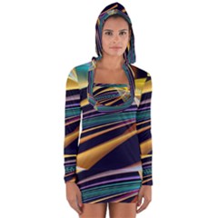 Lines Stripes Colorful Abstract Background Color Long Sleeve Hooded T-shirt by Vaneshart