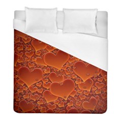 Heart Orange Texture Many Duvet Cover (full/ Double Size) by Vaneshart