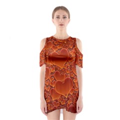 Heart Orange Texture Many Shoulder Cutout One Piece Dress by Vaneshart