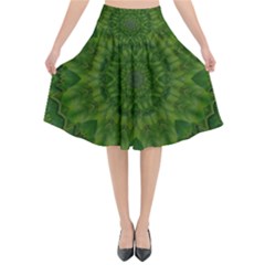 Fauna Nature Ornate Leaf Flared Midi Skirt by pepitasart