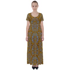 A Star In Golden Juwels High Waist Short Sleeve Maxi Dress by pepitasart