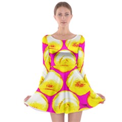 Pop Art Tennis Balls Long Sleeve Skater Dress by essentialimage