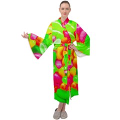 Vibrant Jelly Bean Candy Maxi Velour Kimono by essentialimage