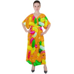 Vibrant Jelly Bean Candy V-neck Boho Style Maxi Dress by essentialimage