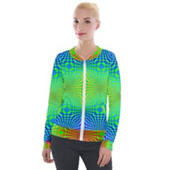 Pattern Colorful Abstract Velour Zip Up Jacket by Vaneshart