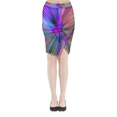 Rays Colorful Laser Ray Light Midi Wrap Pencil Skirt by Bajindul