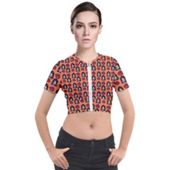 Girl Flower Pattern Apricot Short Sleeve Cropped Jacket by snowwhitegirl