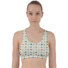 Clouds And Umbrellas Seasons Pattern Back Weave Sports Bra by Wegoenart