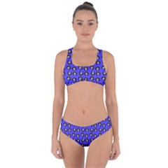 Retro Girl Daisy Chain Pattern Blue Criss Cross Bikini Set by snowwhitegirl