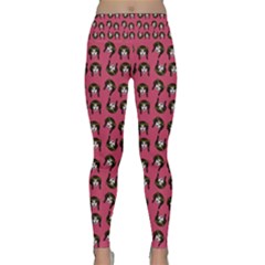 Retro Girl Daisy Chain Pattern Pink Lightweight Velour Classic Yoga Leggings by snowwhitegirl