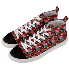 Vintage Can Floral Red Men s Mid-top Canvas Sneakers by snowwhitegirl