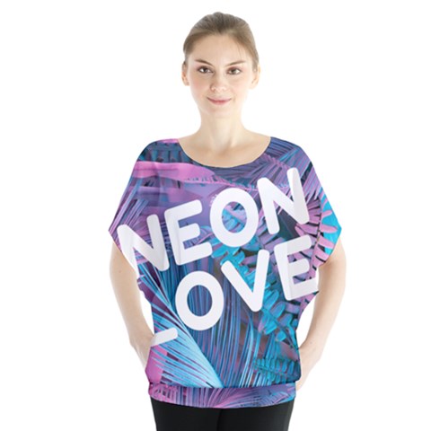 Neon Love Back Neon Love Front Batwing Chiffon Blouse by Lovemore