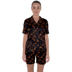Jack O Lanterns Satin Short Sleeve Pyjamas Set by bloomingvinedesign