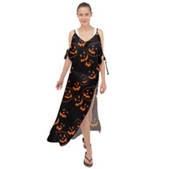 Jack O Lanterns Maxi Chiffon Cover Up Dress by bloomingvinedesign